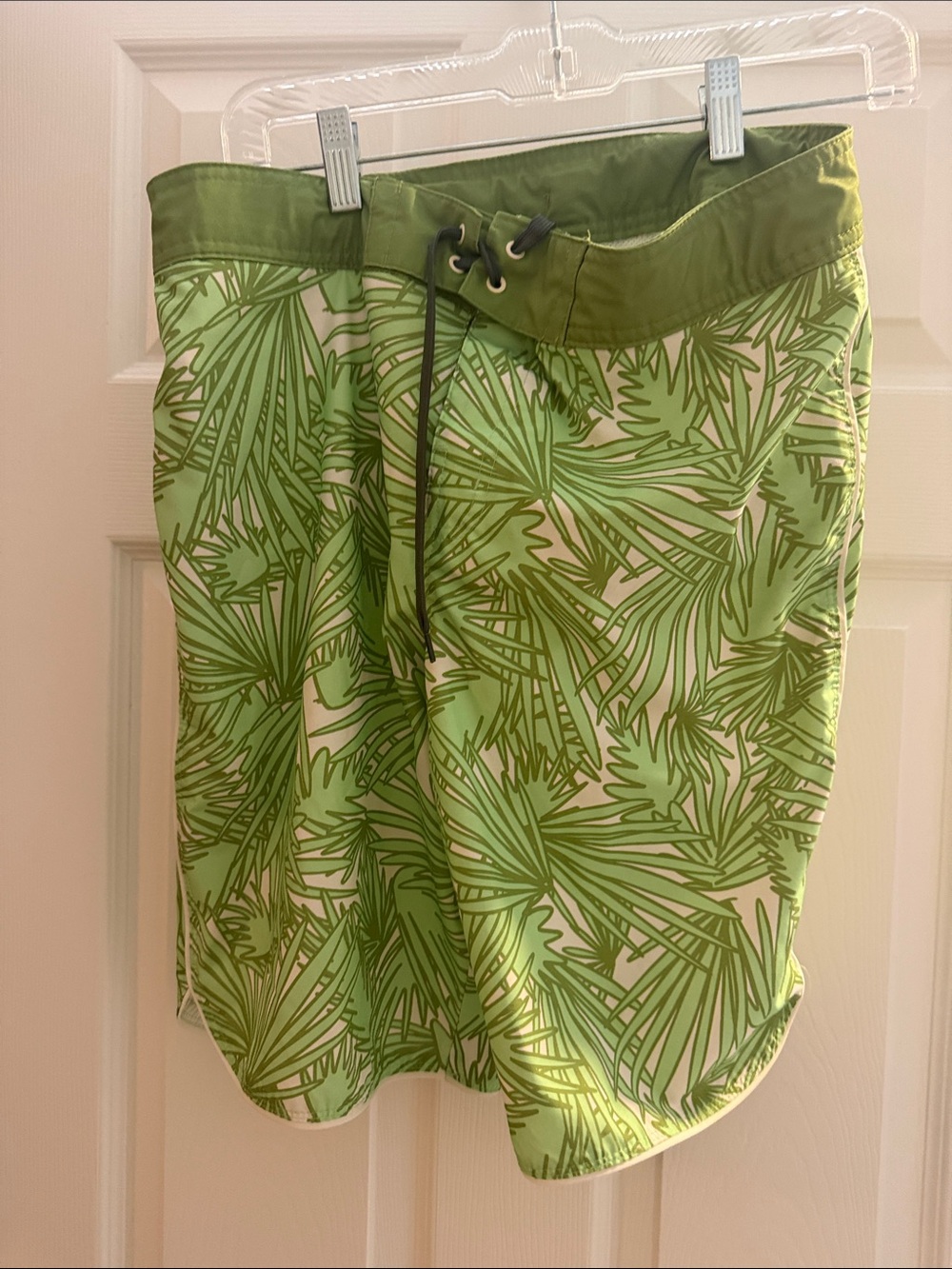 Boys Green Palm-Print Swim Shorts